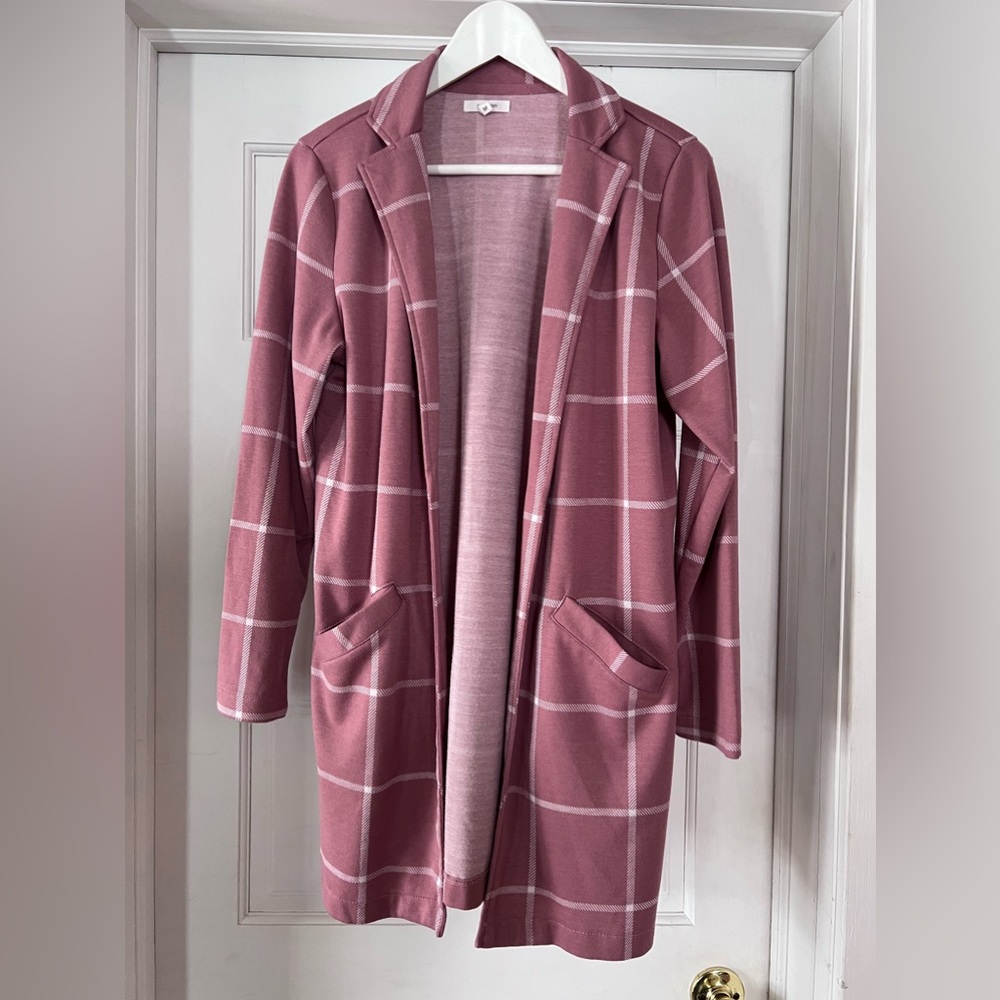 Pink Plaid Cardigan